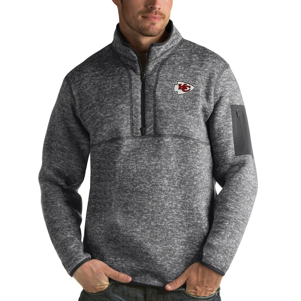 Kansas City Chiefs Antigua Fortune Quarter-Zip Pullover Jacket Charcoal