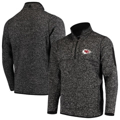 Kansas City Chiefs Antigua Fortune Quarter-Zip Pullover Jacket Heather Black