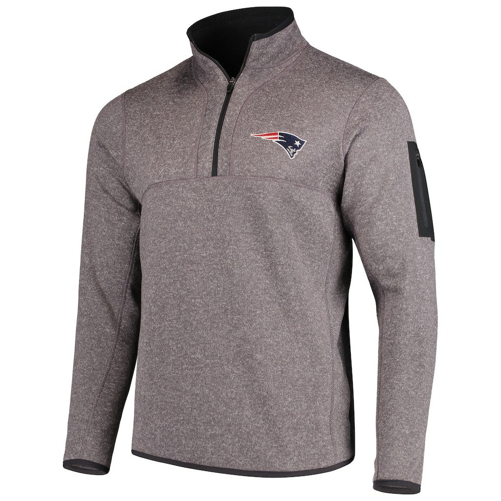 New England Patriots Antigua Fortune Quarter-Zip Pullover Jacket Charcoal