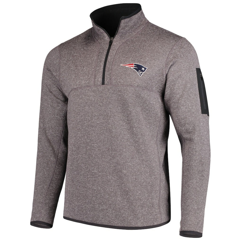 New England Patriots Antigua Fortune Quarter-Zip Pullover Jacket Charcoal