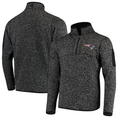 New England Patriots Antigua Fortune Quarter-Zip Pullover Jacket Heather Black