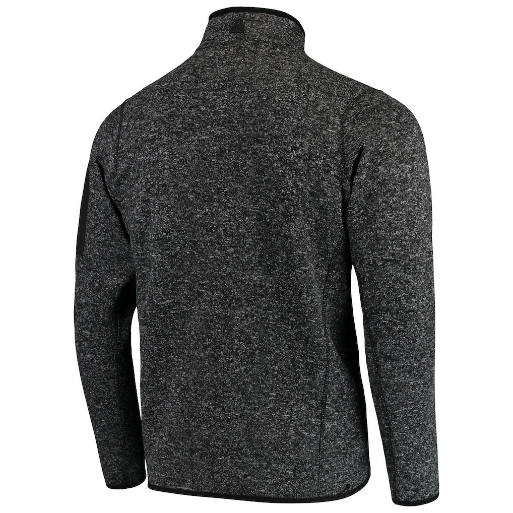 New England Patriots Antigua Fortune Quarter-Zip Pullover Jacket Heather Black