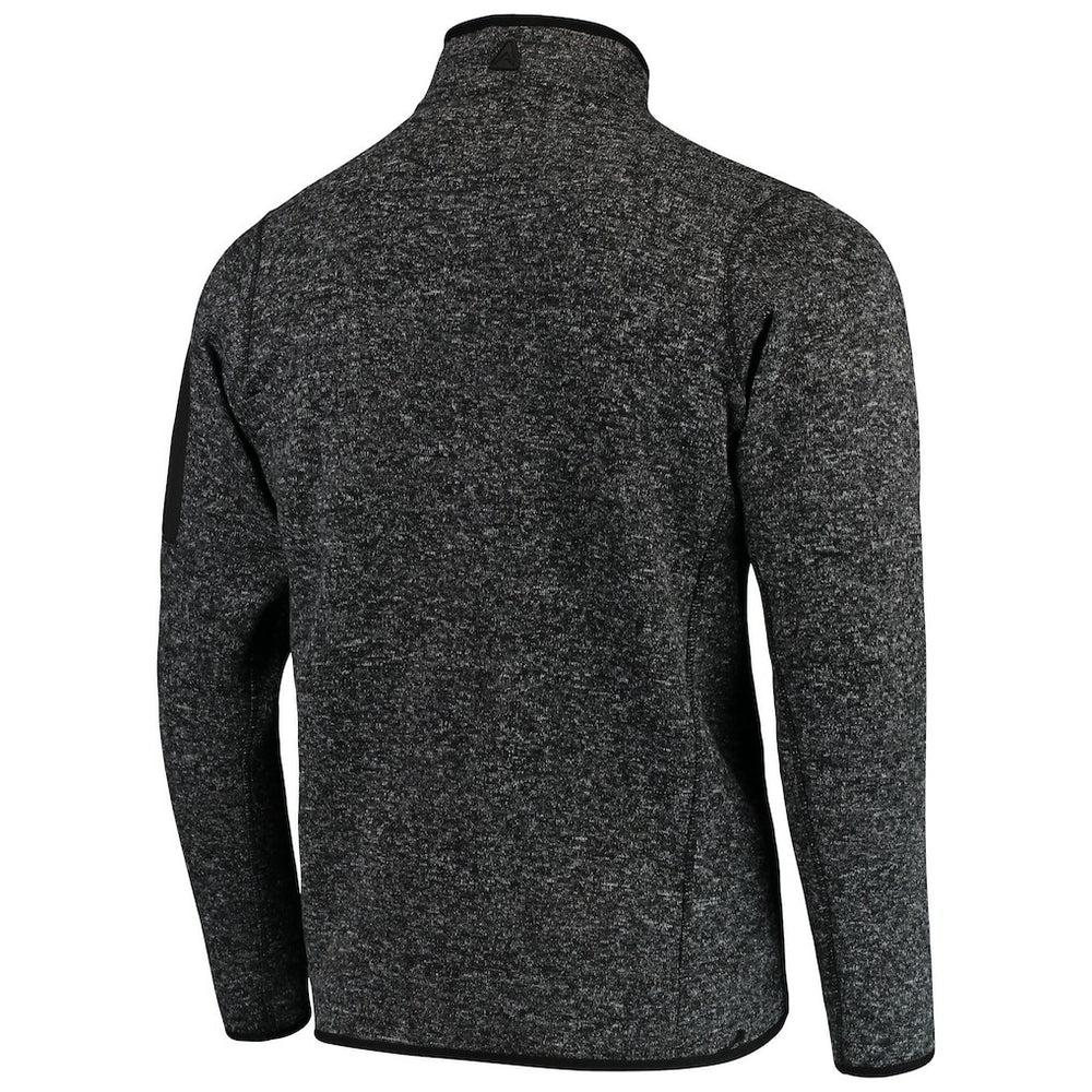 New England Patriots Antigua Fortune Quarter-Zip Pullover Jacket Heather Black