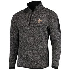New Orleans Saints Antigua Fortune Quarter-Zip Pullover Jacket Heather Black