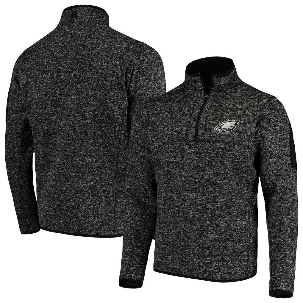 Philadelphia Eagles Antigua Fortune Quarter-Zip Pullover Jacket Heather Black