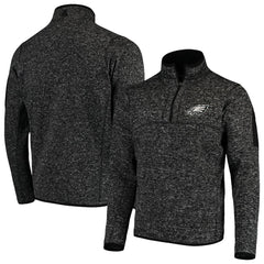 Philadelphia Eagles Antigua Fortune Quarter-Zip Pullover Jacket Heather Black