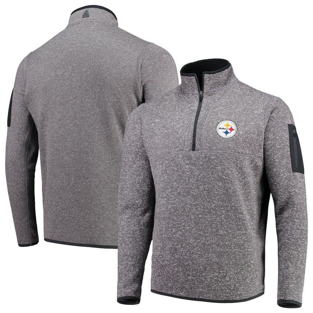 Pittsburgh Steelers Antigua Fortune Quarter-Zip Pullover Jacket Charcoal