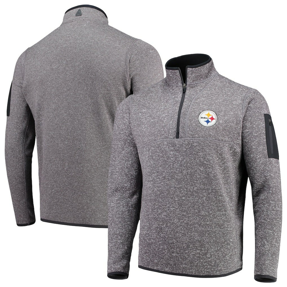 Pittsburgh Steelers Antigua Fortune Quarter-Zip Pullover Jacket Charcoal