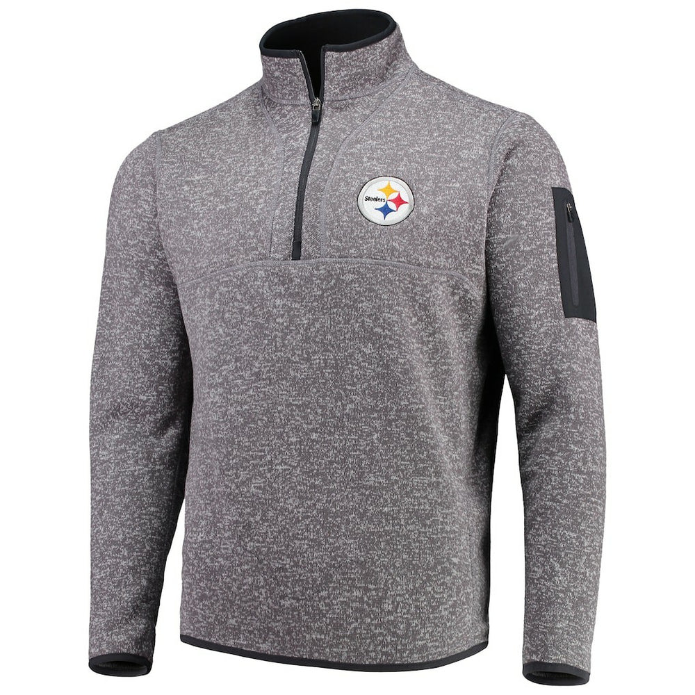 Pittsburgh Steelers Antigua Fortune Quarter-Zip Pullover Jacket Charcoal