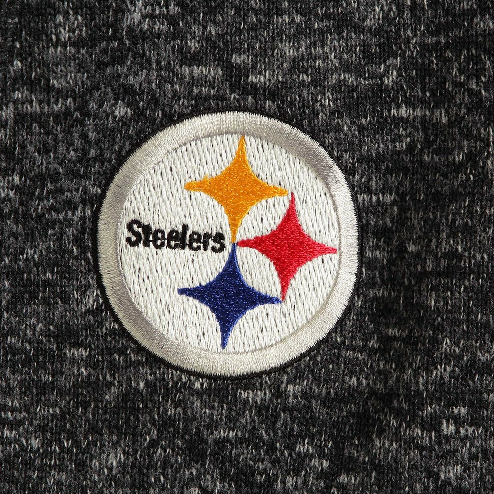 Pittsburgh Steelers Antigua Fortune Quarter-Zip Pullover Jacket Heather Black
