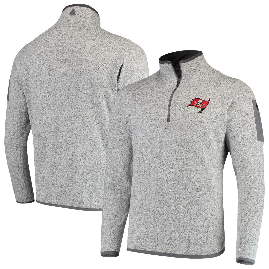 Tampa Bay Buccaneers Antigua Fortune Quarter-Zip Pullover Jacket Heather Black