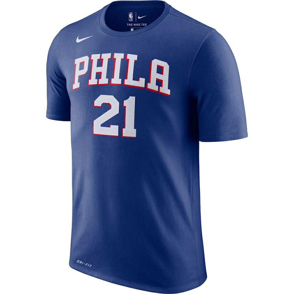 Joel Embiid Philadelphia 76ers Player Name & Number Performance T-Shirt Royal | Nike