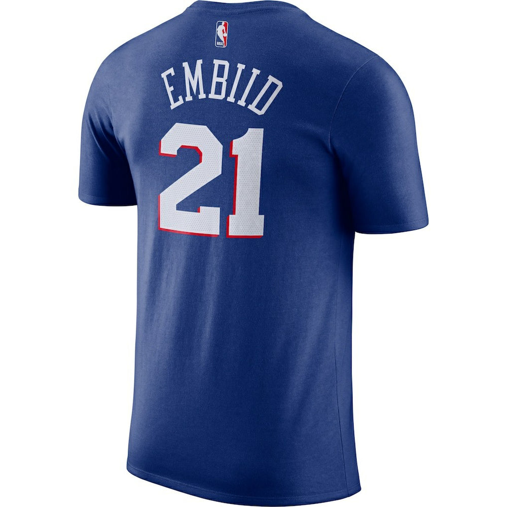 Joel Embiid Philadelphia 76ers Player Name & Number Performance T-Shirt Royal | Nike