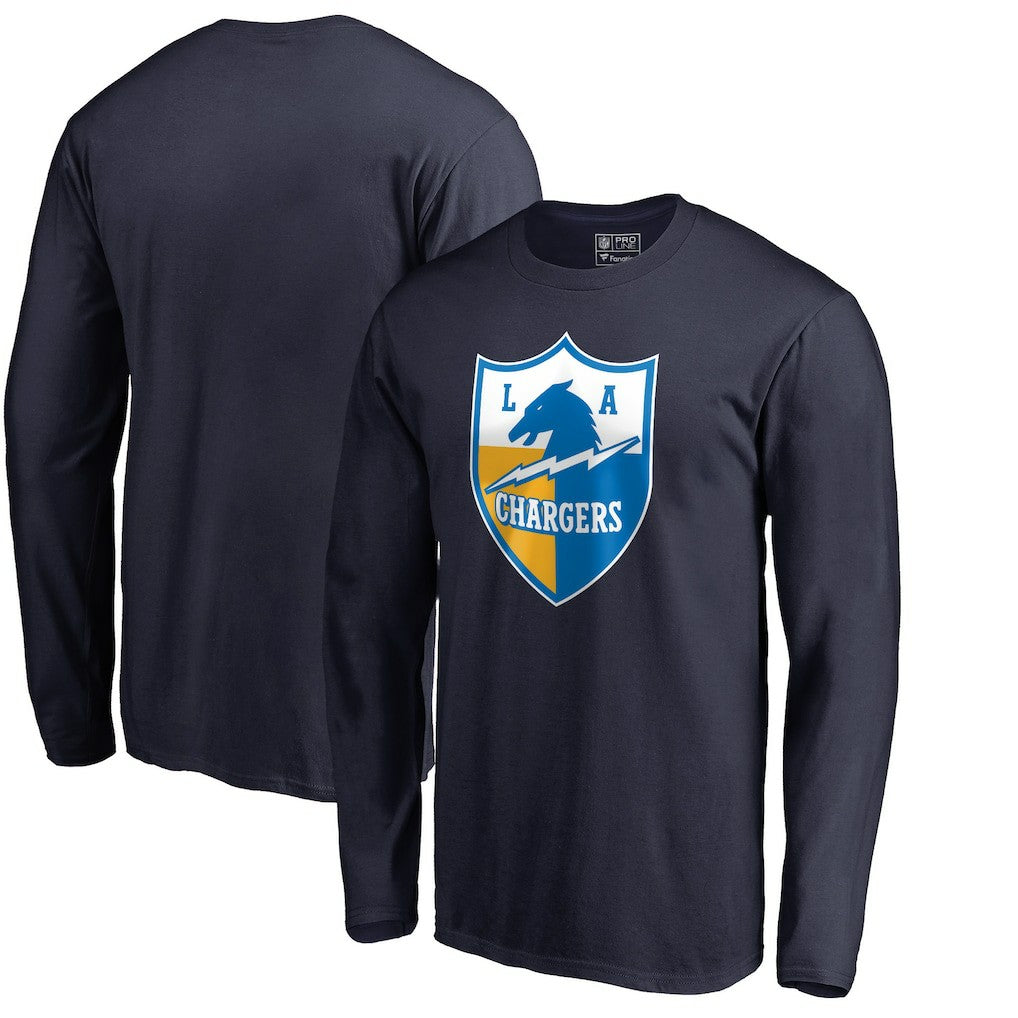 Los Angeles Chargers Vintage Shield Logo Long Sleeve T-Shirt Navy