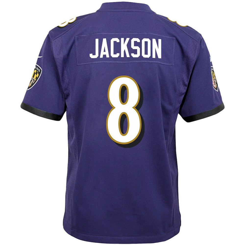 Nike Lamar Jackson Baltimore Ravens Youth Game Jersey Purple