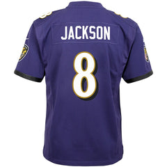 Nike Lamar Jackson Baltimore Ravens Youth Game Jersey Purple