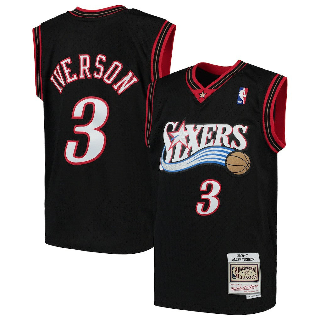 Allen Iverson Philadelphia 76ers Youth Hardwood Classics Swingman Throwback Jersey Black | Mitchell & Ness
