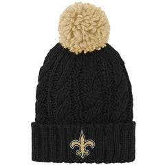 New Orleans Saints Girls Youth Team Cable Cuffed Knit Hat with Pom Black