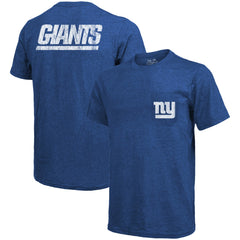 New York Giants Majestic Threads Tri-Blend Pocket T-Shirt Heathered Royal