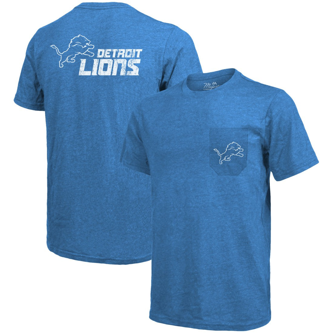 Detroit Lions Majestic Threads Tri-Blend Pocket T-Shirt Blue