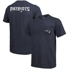 New England Patriots Majestic Threads Tri-Blend Pocket T-Shirt Heathered Navy