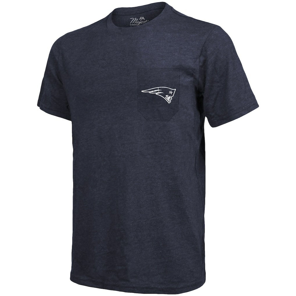 New England Patriots Majestic Threads Tri-Blend Pocket T-Shirt Heathered Navy