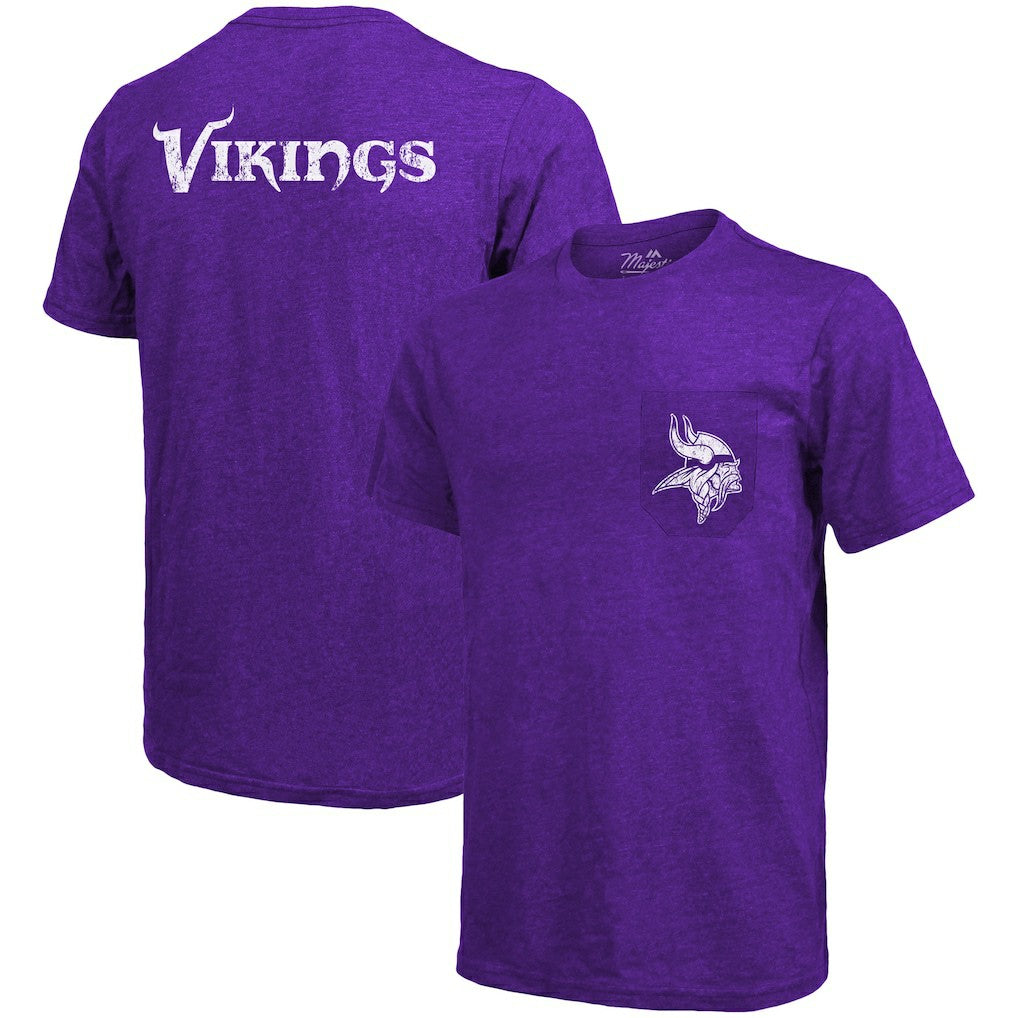Minnesota Vikings Majestic Threads Tri-Blend Pocket T-Shirt Heathered Purple