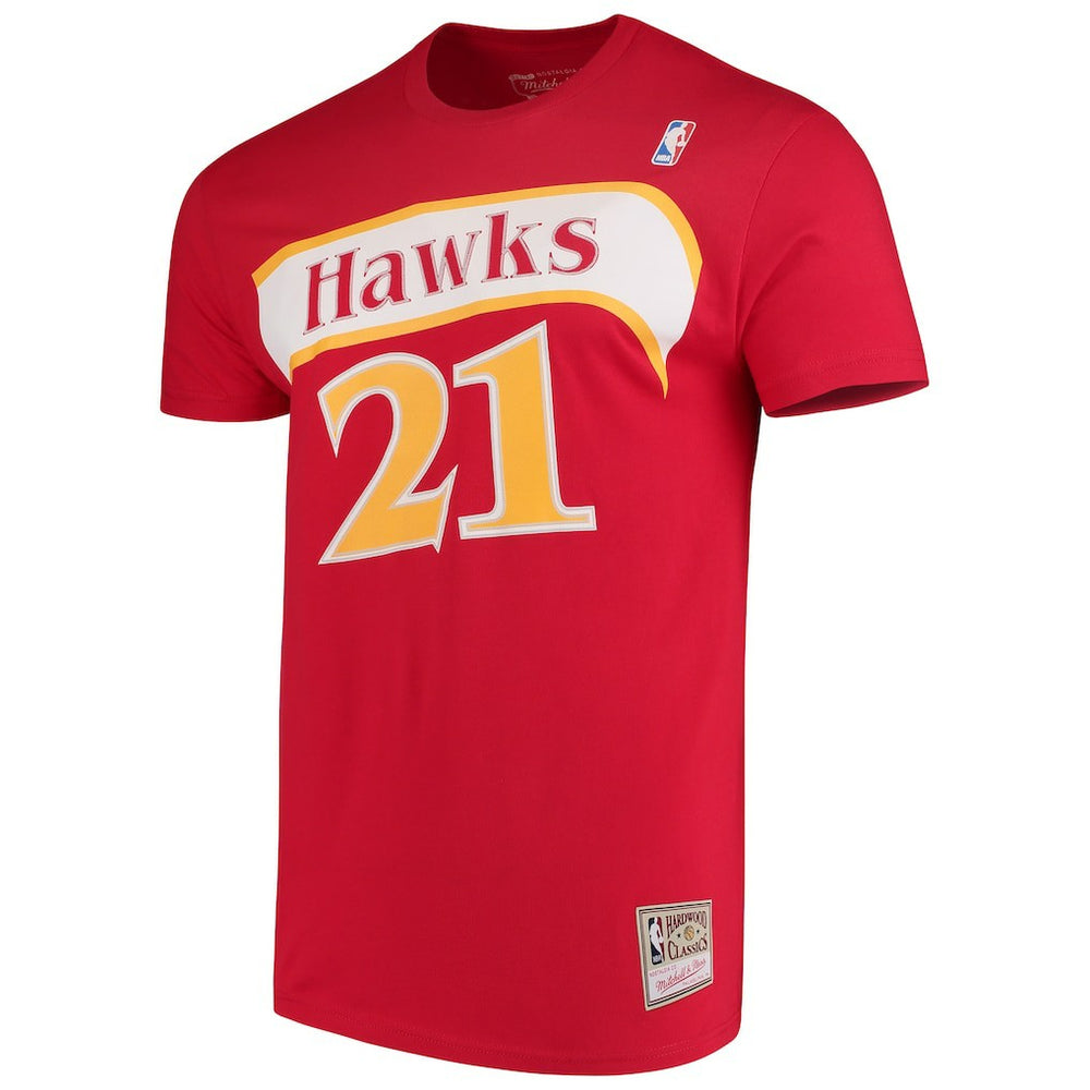 Dominique Wilkins Atlanta Hawks Hardwood Classics Team Name & Number T-Shirt Red | Mitchell & Ness online