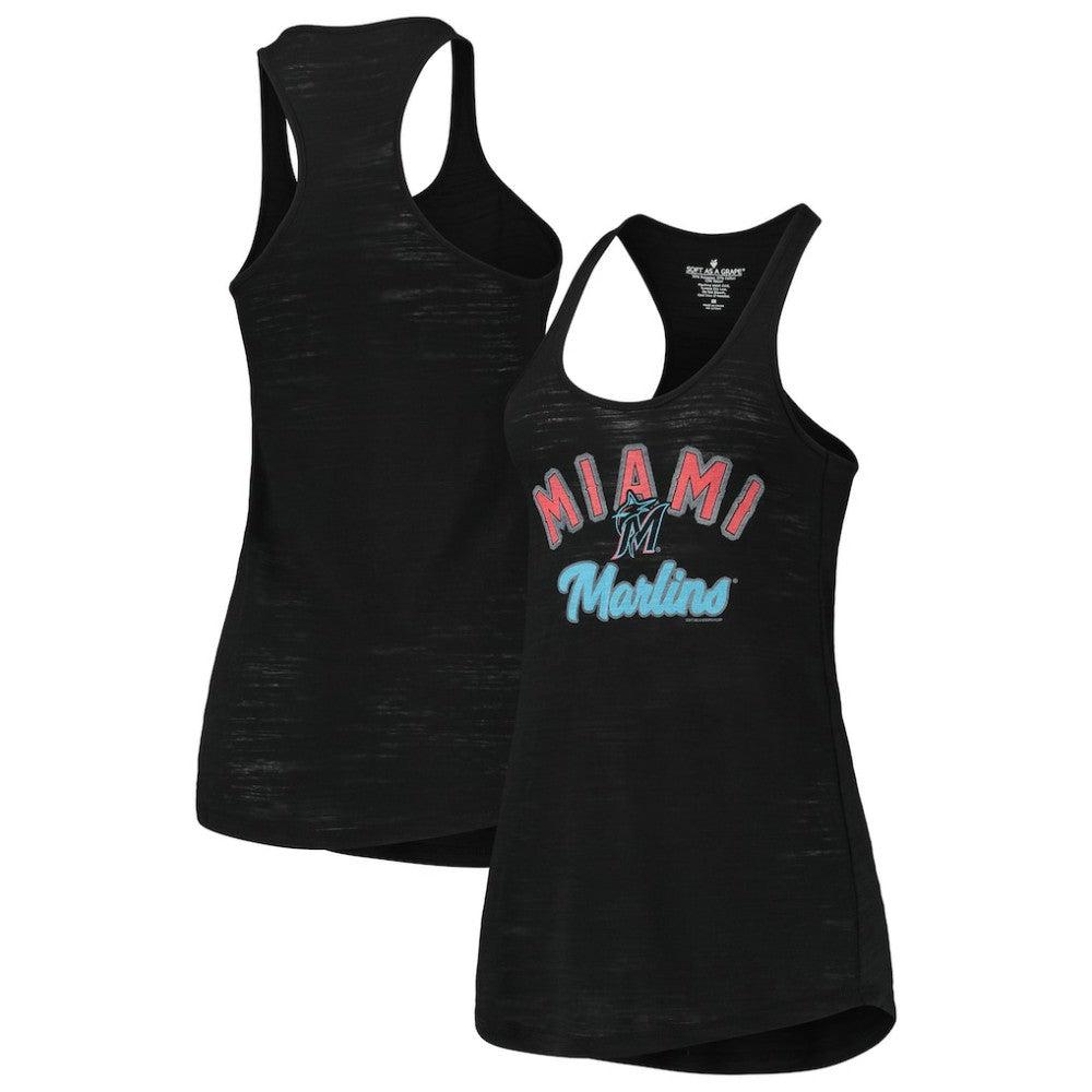 Miami Marlins Soft as a Grape Women's Multi-Count Tri-Blend Tank Top - Black - MLB Lifestyle