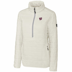 Washington Nationals Cutter & Buck Women's Rainier Half-Zip Popover Jacket - White - MLB Lifestyle