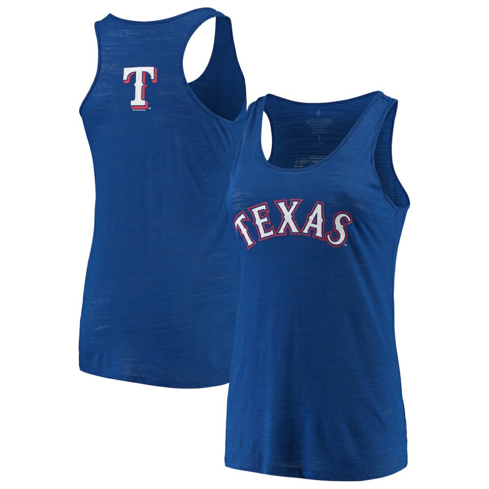 Texas Rangers Soft as a Grape Women's Plus Size Swing for the Fences Racerback Tank Top - Royal - MLB Sale