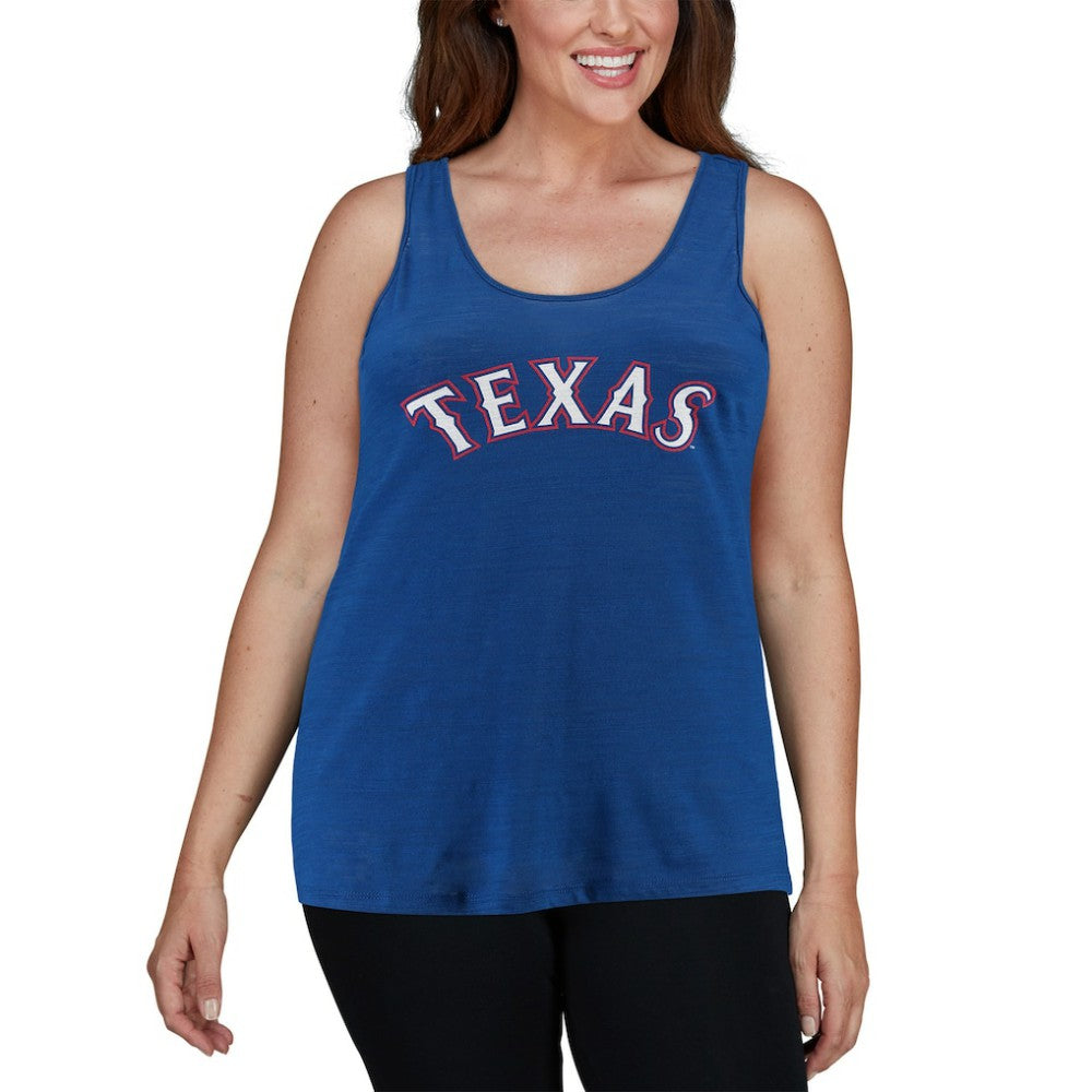Texas Rangers Soft as a Grape Women's Plus Size Swing for the Fences Racerback Tank Top - Royal - MLB Sale