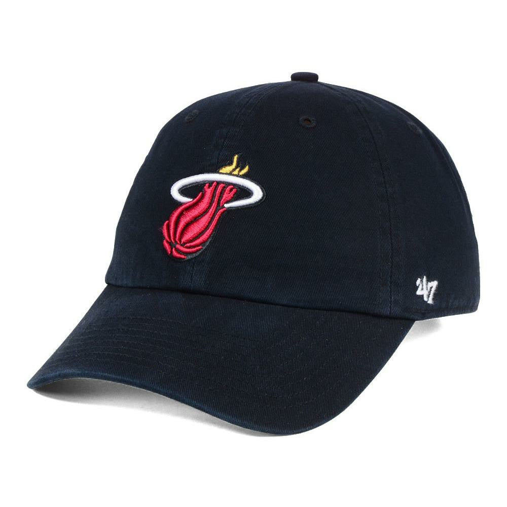 Miami Heat '47 Core Logo Clean Up Adjustable Hat Black | 47 brand