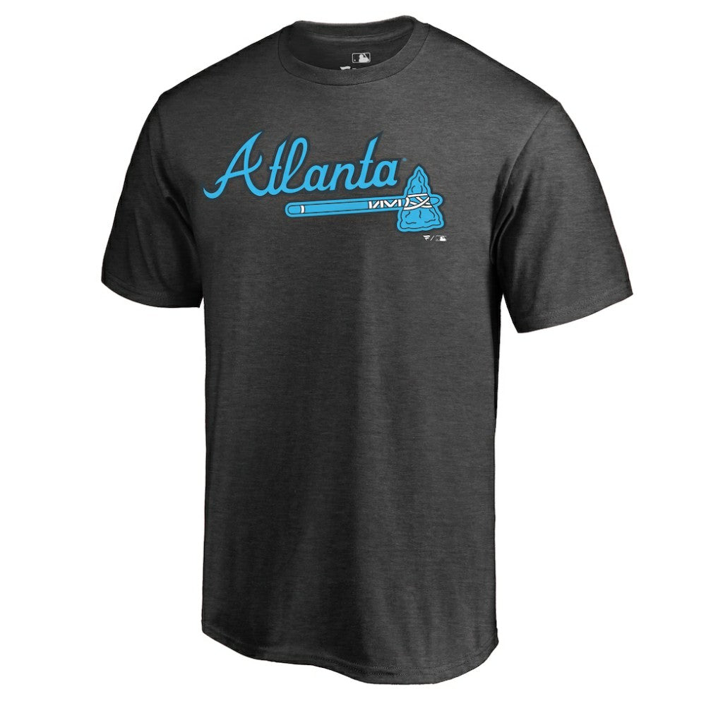 Atlanta Braves Blue Wordmark T-Shirt - Heathered Charcoal - MLB Online