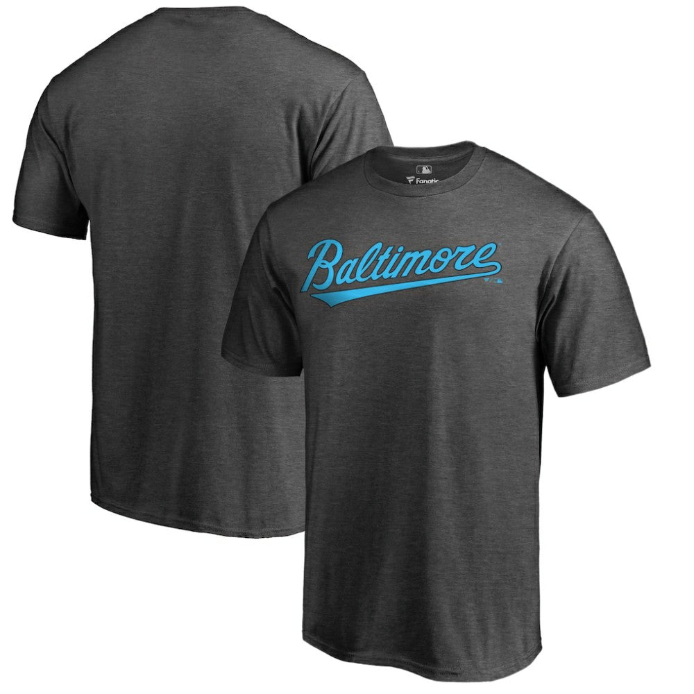 Baltimore Orioles Blue Wordmark T-Shirt - Heathered Charcoal - MLB Online