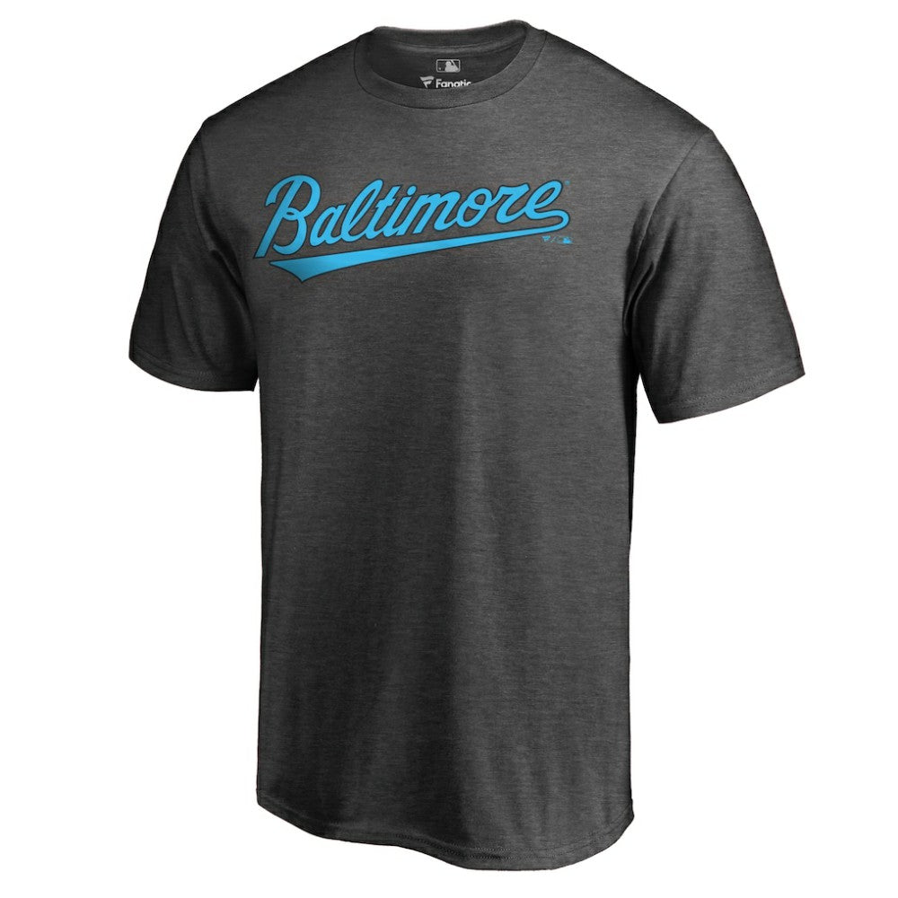 Baltimore Orioles Blue Wordmark T-Shirt - Heathered Charcoal - MLB Online
