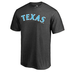 Texas Rangers Blue Wordmark T-Shirt - Heathered Charcoal - MLB Discount
