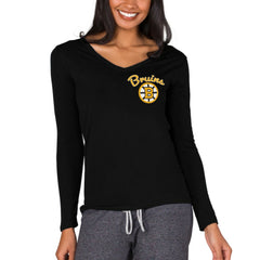 Boston Bruins Concepts Sport Women's Marathon Knit Long Sleeve V-Neck Top - Black - NHL 3540551