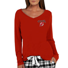New Jersey Devils Concepts Sport Women's Marathon Knit Long Sleeve V-Neck Top - Red - NHL 3540554