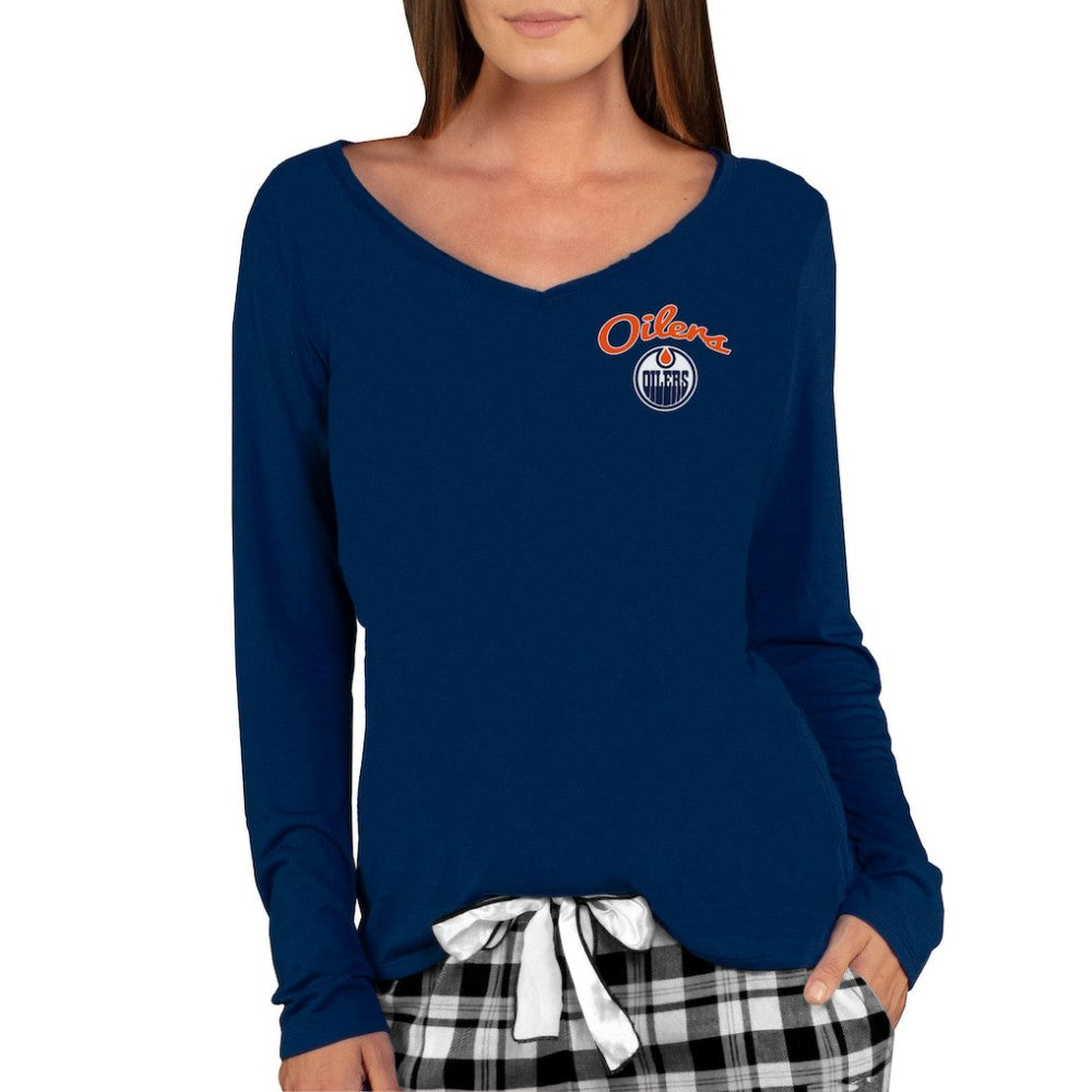 Edmonton Oilers Concepts Sport Women's Marathon Knit Long Sleeve V-Neck Top - Navy - NHL 3540556