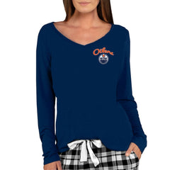 Edmonton Oilers Concepts Sport Women's Marathon Knit Long Sleeve V-Neck Top - Navy - NHL 3540556