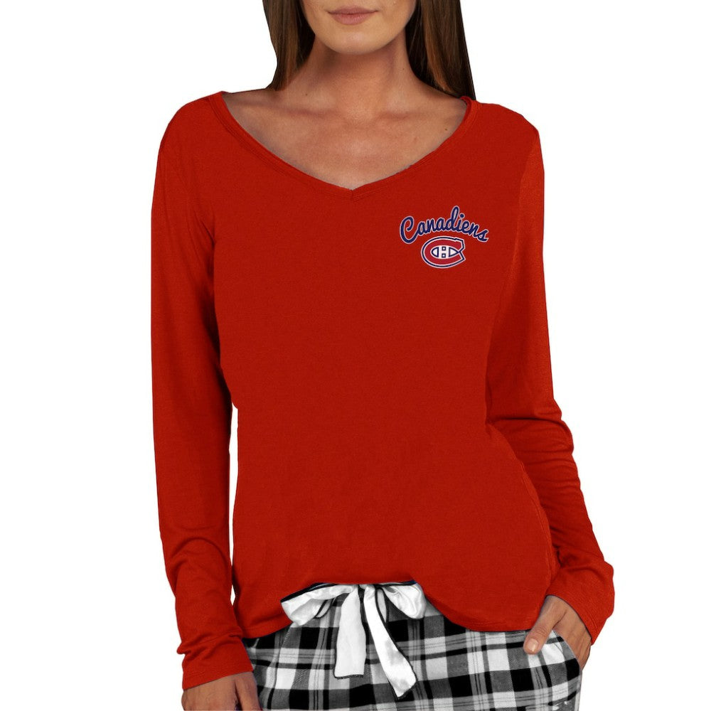 Montreal Canadiens Concepts Sport Women's Marathon Knit Long Sleeve V-Neck Top - Red - NHL 3540559
