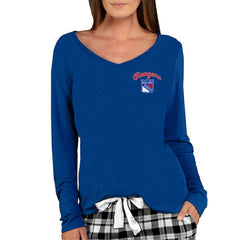New York Rangers Concepts Sport Women's Marathon Knit Long Sleeve V-Neck Top - Royal - NHL 3540561