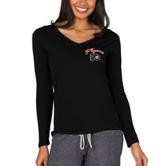 Philadelphia Flyers Concepts Sport Women's Marathon Knit Long Sleeve V-Neck Top - Black - NHL 3540562