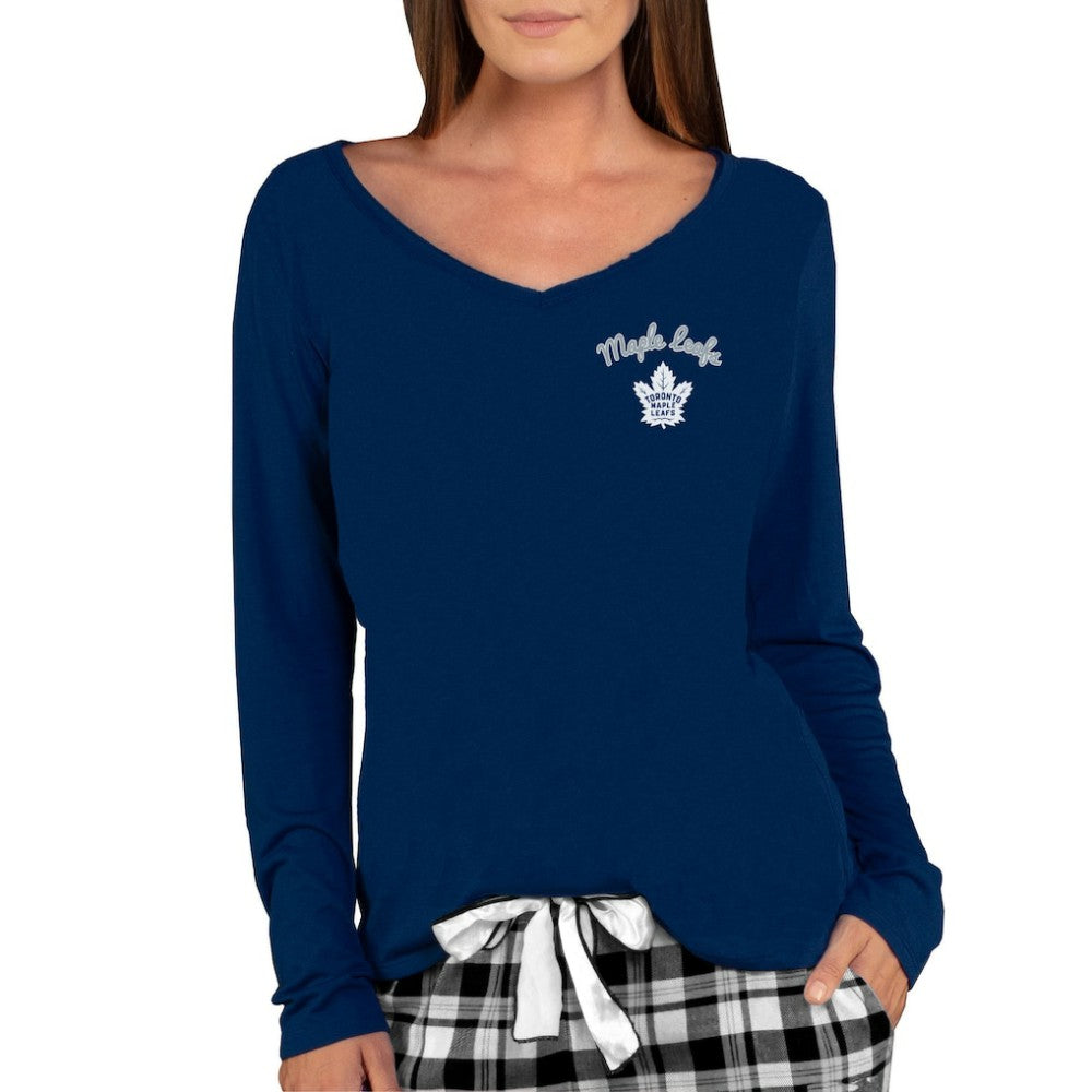 Toronto Maple Leafs Concepts Sport Women's Marathon Knit Long Sleeve V-Neck Top - Navy - NHL 3540566