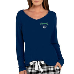 Vancouver Canucks Concepts Sport Women's Marathon Knit Long Sleeve V-Neck Top - Navy - NHL 3540567