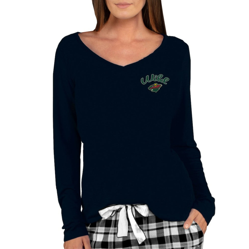 Minnesota Wild Concepts Sport Women's Marathon Knit Long Sleeve V-Neck Top - Black - NHL 3540577