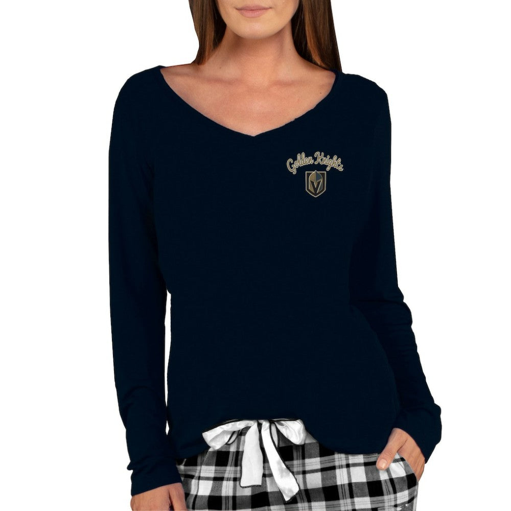 Vegas Golden Knights Concepts Sport Women's Marathon Knit Long Sleeve V-Neck Top - Black - NHL 3540580
