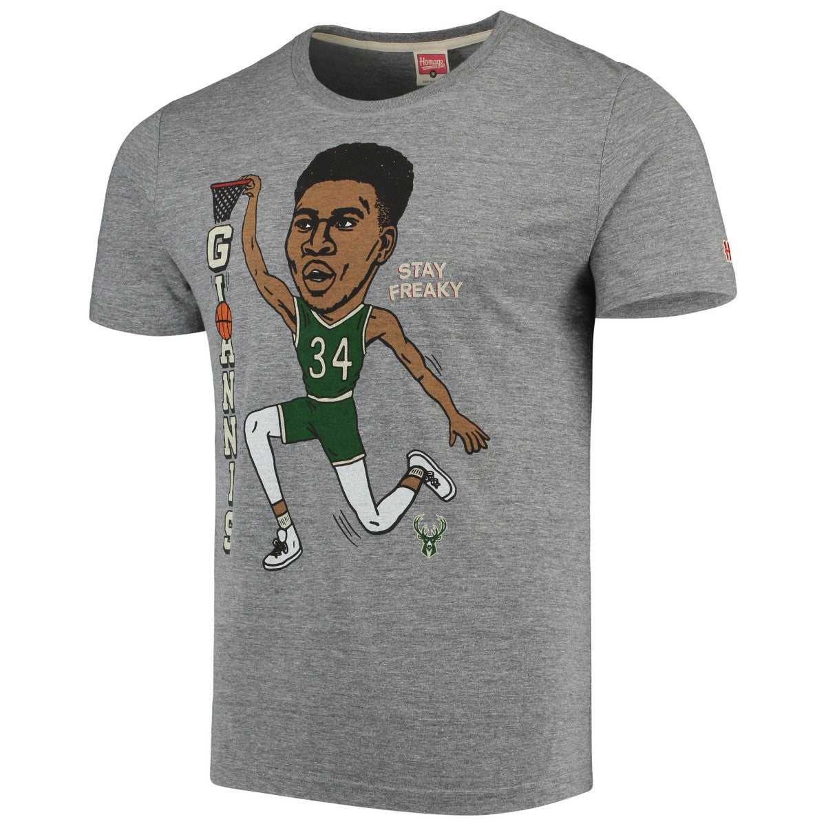 Giannis Antetokounmpo Milwaukee Bucks Player Graphic Tri-Blend T-Shirt Gray