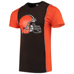 Cleveland Browns Refried Apparel Sustainable Upcycled Split T-Shirt Brown/Orange